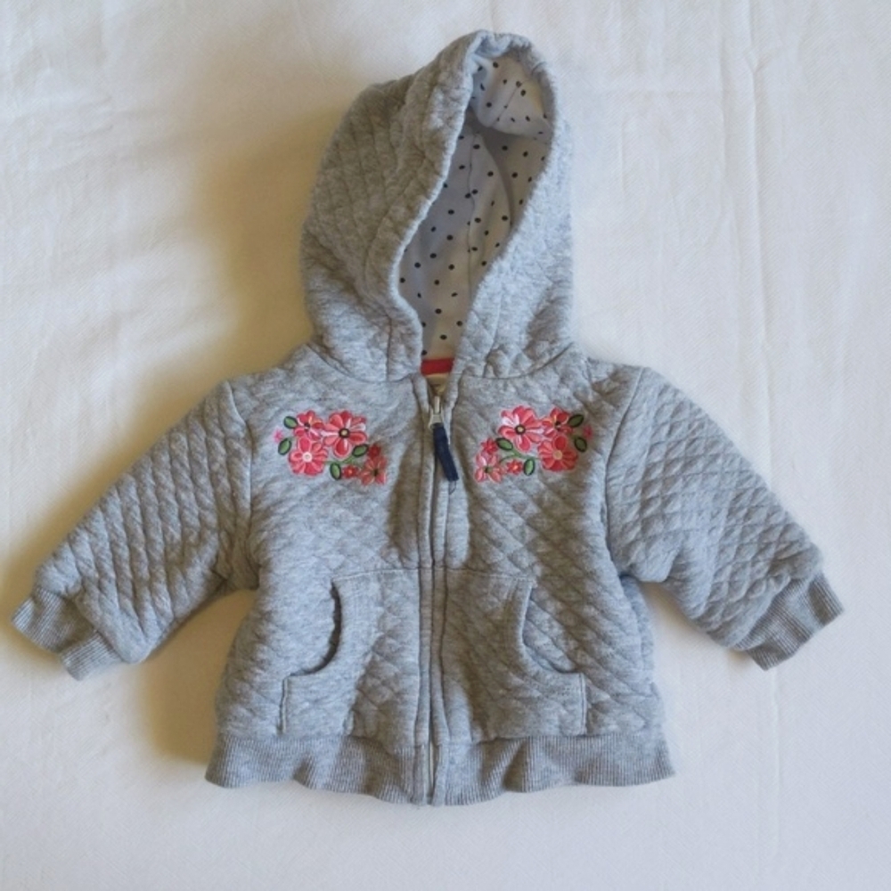 floral embroidered quilted zip-up hoodie sweatshirt 3 months baby girl